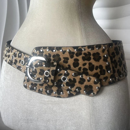 Y2K Rivet Irregular Wide Faux Leather Body Belt