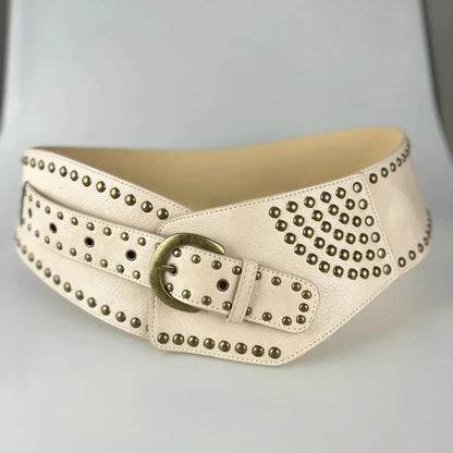 Y2K Rivet Irregular Wide Faux Leather Body Belt