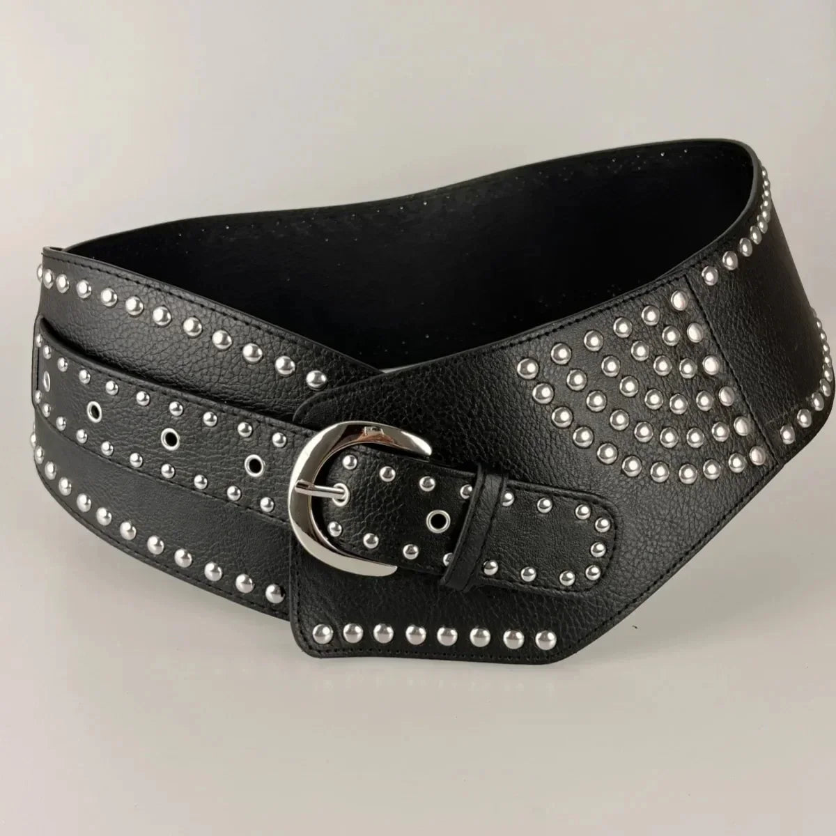 Y2K Rivet Irregular Wide Faux Leather Body Belt