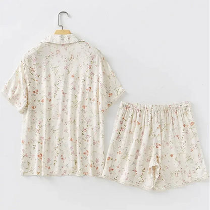 Y2K Satin Willow Print Two Piece Pyjamas