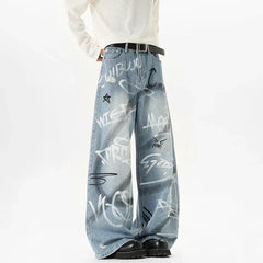 Y2K Scribble Graffiti Graphic Jeans