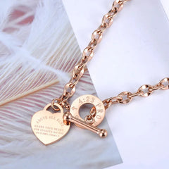 Y2K Scriptured Heart Charm Pendant Necklace