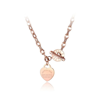 Y2K Scriptured Heart Charm Pendant Necklace