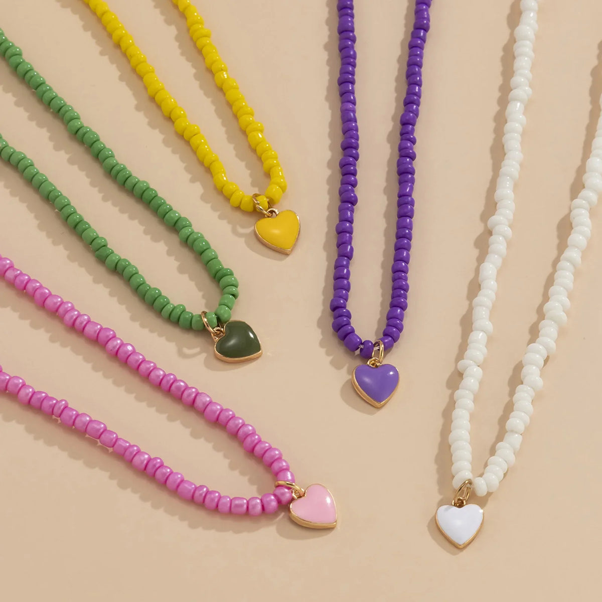 Y2K Seed Beads Heart Pendant Necklace