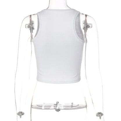 Y2K Send Nudes Rhinestone Graphic Crop Tank Top