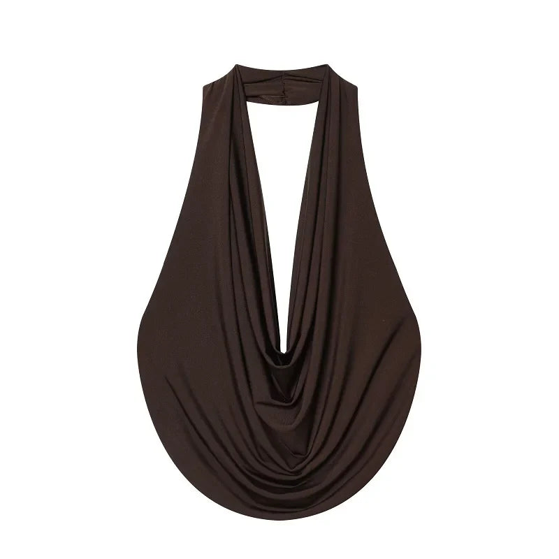 Y2K Sexy Backless Halter Plunge Low Cut Top
