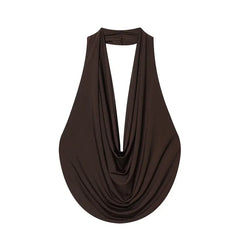 Y2K Sexy Backless Halter Plunge Low Cut Top