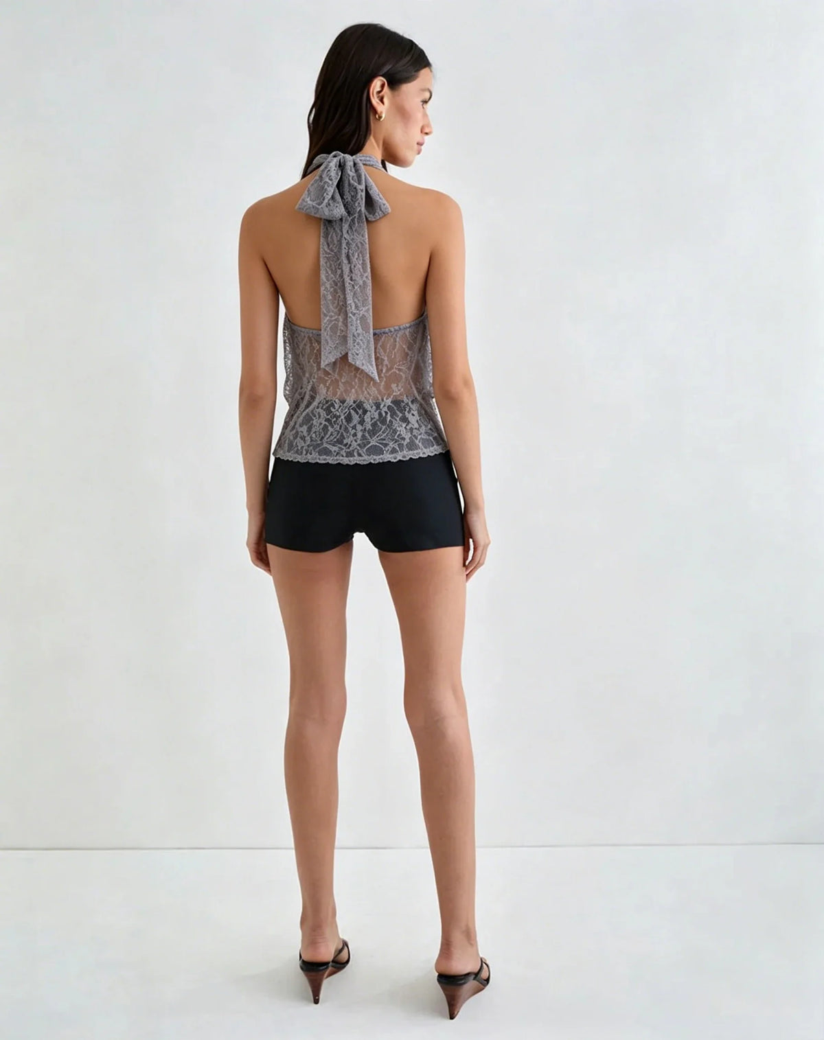 Y2K Sheer Lace Layered Halter Top