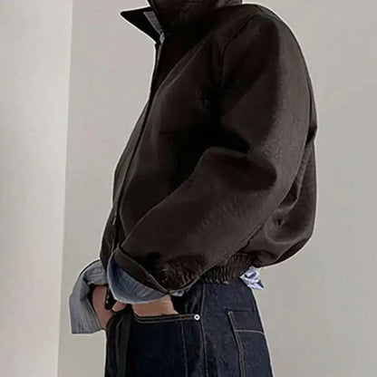 Y2K Short Essentials Zip Up Faux Leather Jacket