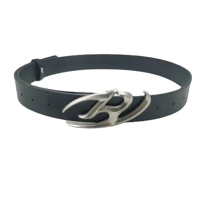 Y2K Signature R Buckle Leather Belt