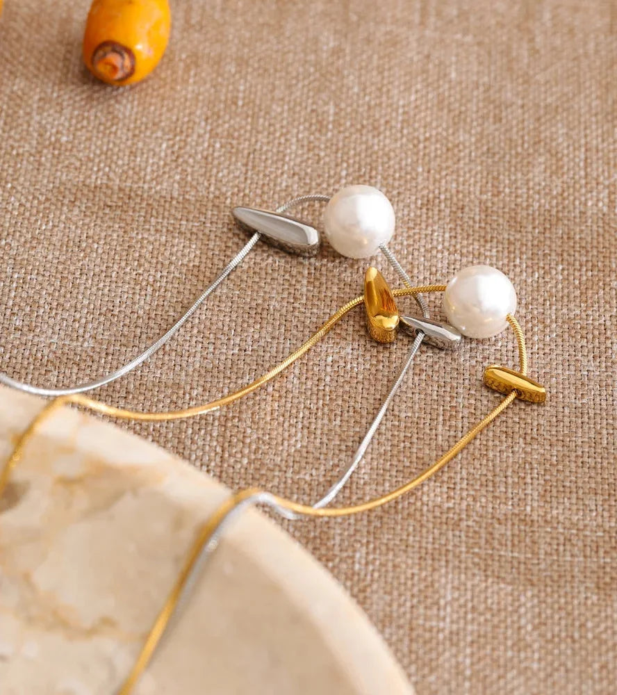 Y2K Simulated Pearl Drop Charm Necklace