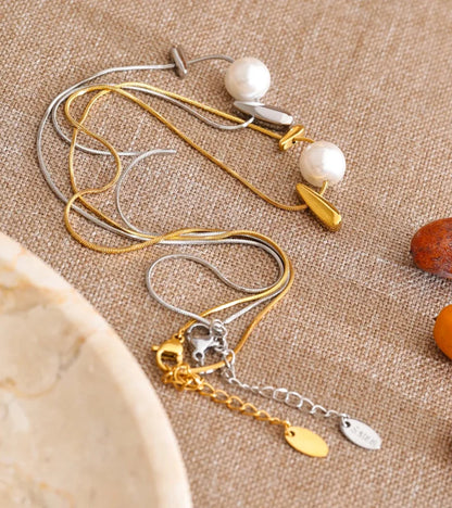 Y2K Simulated Pearl Drop Charm Necklace