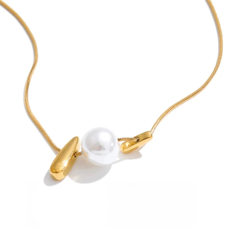 Y2K Simulated Pearl Drop Charm Necklace