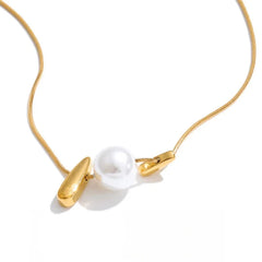 Y2K Simulated Pearl Drop Charm Necklace
