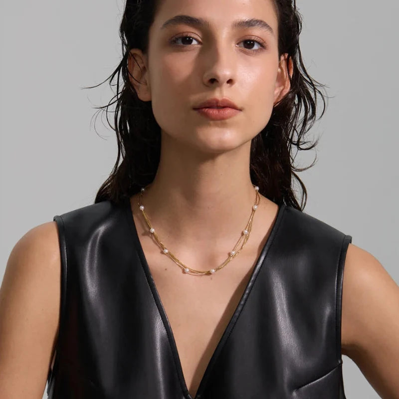 Y2K Simulated Pearl Layered Stacking Necklace