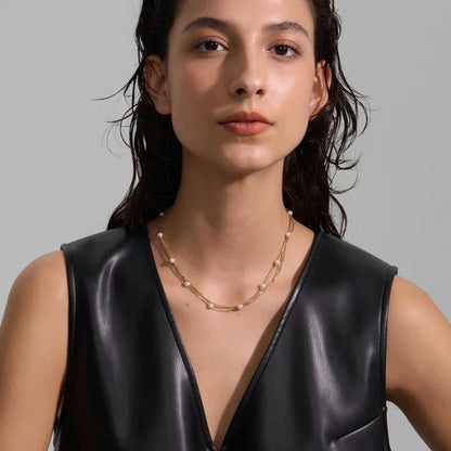 Y2K Simulated Pearl Layered Stacking Necklace