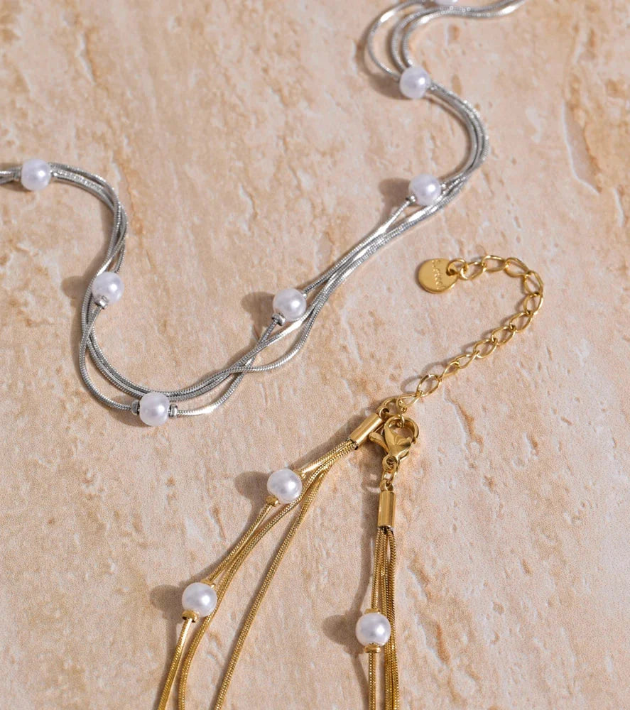 Y2K Simulated Pearl Layered Stacking Necklace