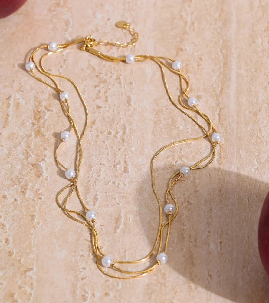 Y2K Simulated Pearl Layered Stacking Necklace