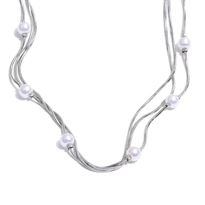 Y2K Simulated Pearl Layered Stacking Necklace