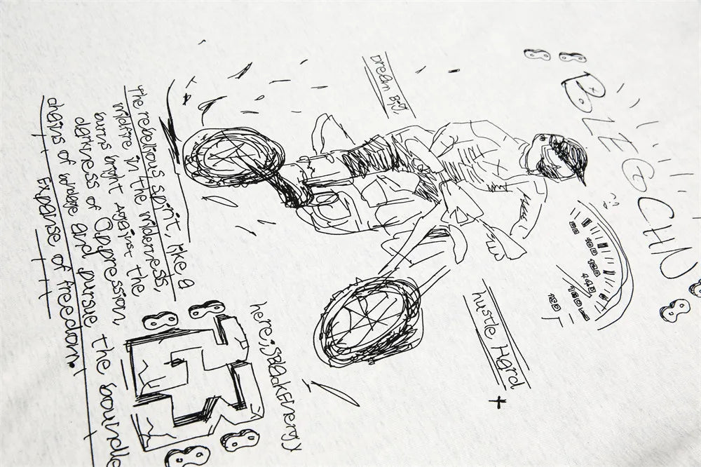 Y2K Sketchbook Bike Graphic Long Sleeve Top