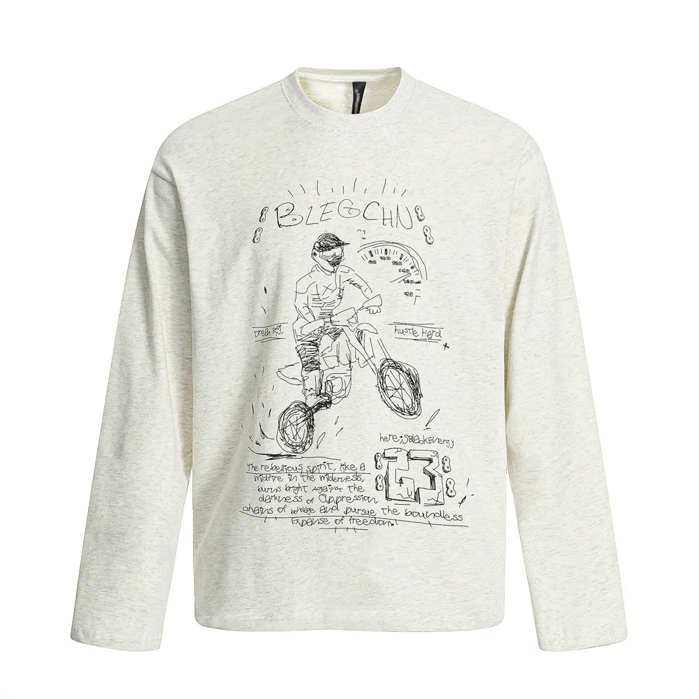 Y2K Sketchbook Bike Graphic Long Sleeve Top