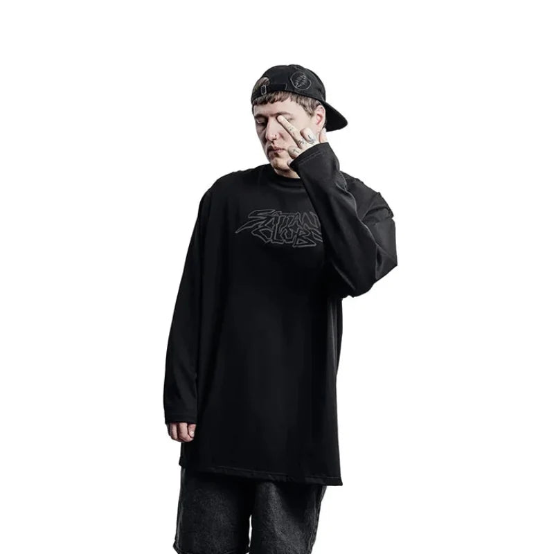 Y2K Skull Crutch Graphic Long Sleeve Top