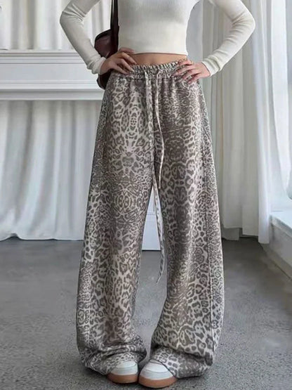 Y2K Snow Leopard High Waist Sweatpants Joggers Trousers