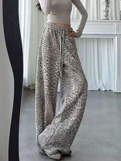 Y2K Snow Leopard High Waist Sweatpants Joggers Trousers