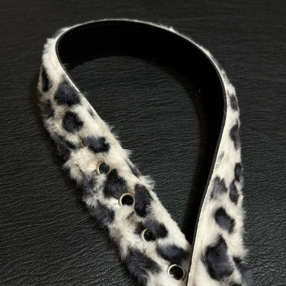 Y2K Snow Leopard Print Faux Fur and Leather Belt