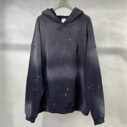 Y2K Speckled Ink Faded Distressed Baggy Hoodie