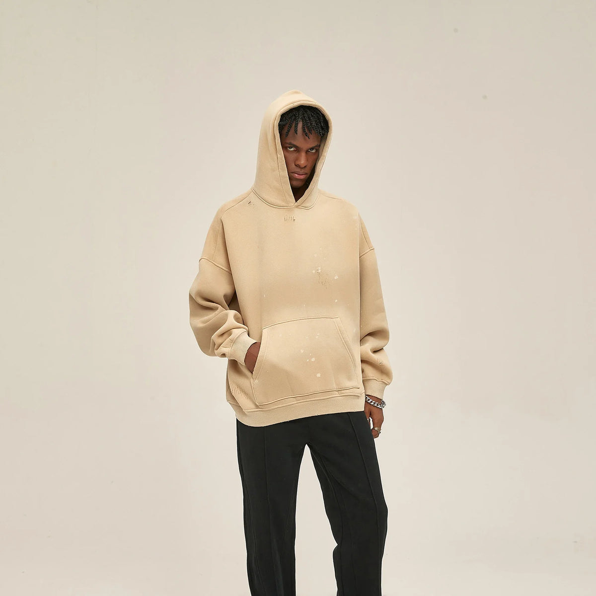 Y2K Speckled Ink Faded Distressed Baggy Hoodie