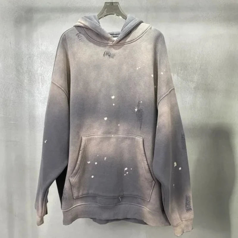 Y2K Speckled Ink Faded Distressed Baggy Hoodie
