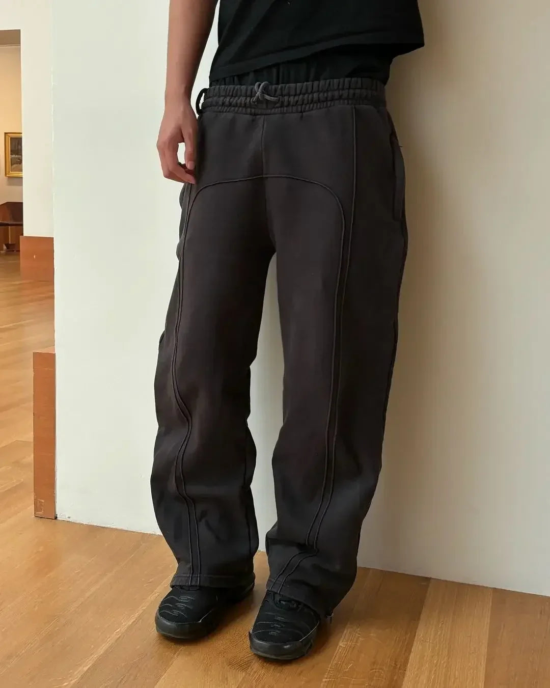 Y2K Spliced Straight Leg Sweatpants Jogger Trousers