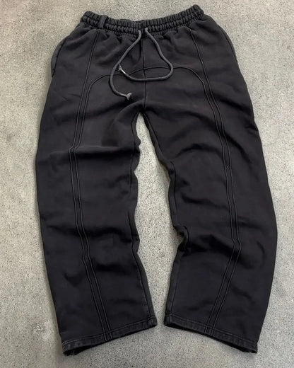 Y2K Spliced Straight Leg Sweatpants Jogger Trousers
