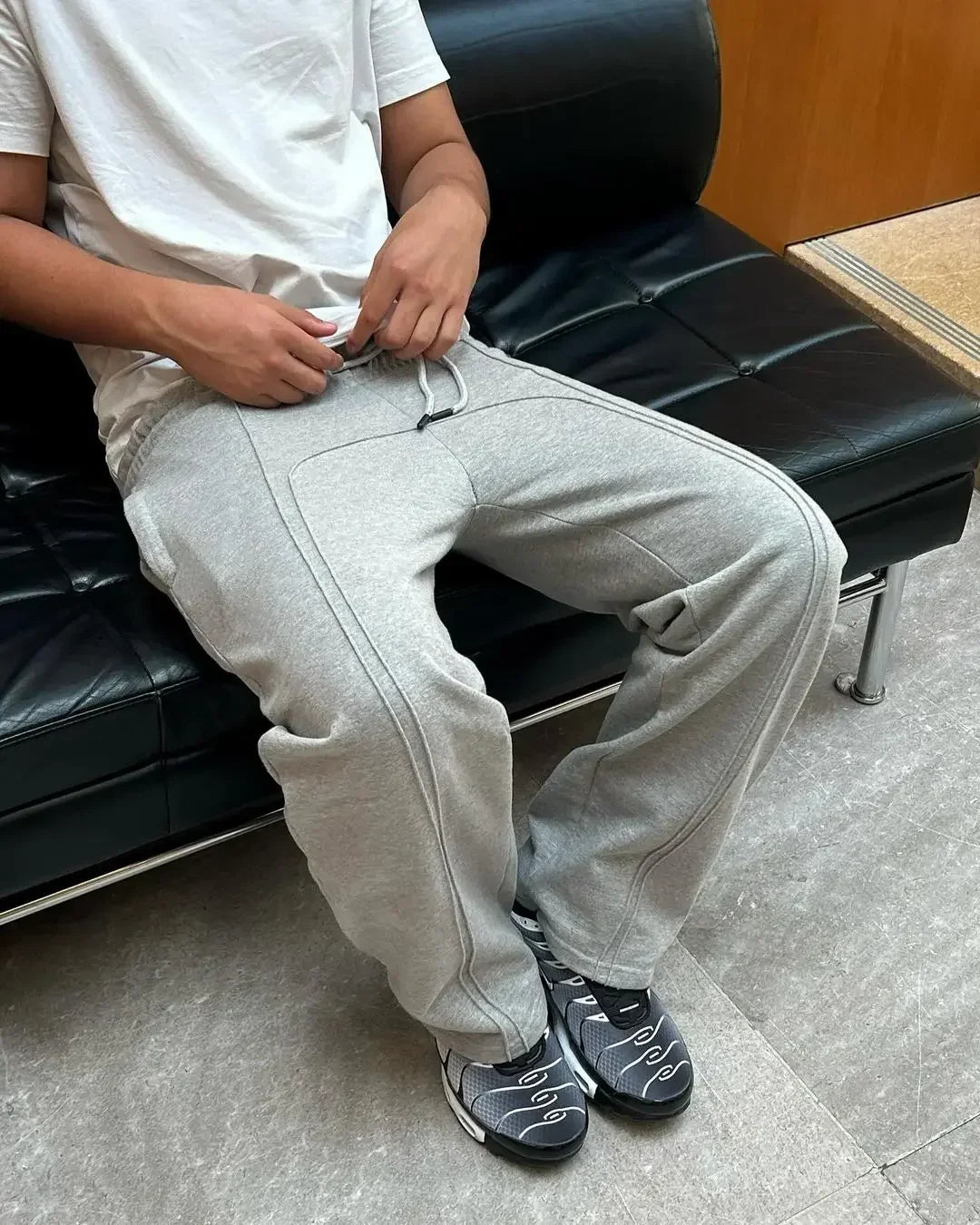 Y2K Spliced Straight Leg Sweatpants Jogger Trousers
