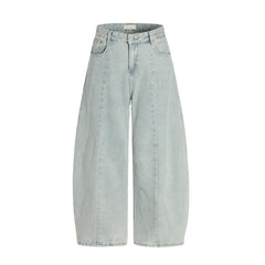 Y2K Spliced Washed Baggy Denim Curved Barrel Jeans