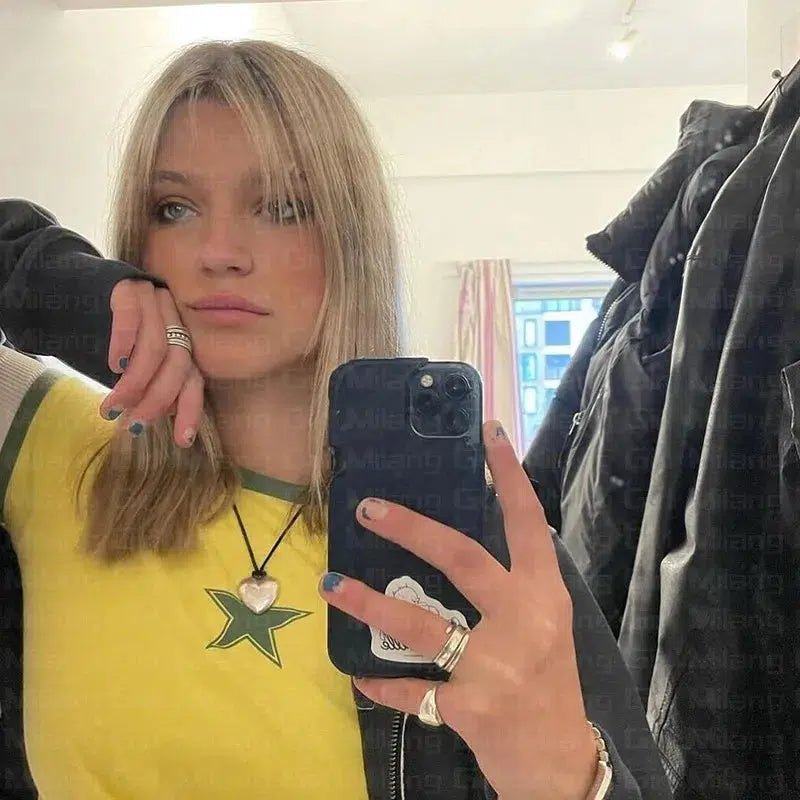 Y2K Star Baby Tee  Yellow