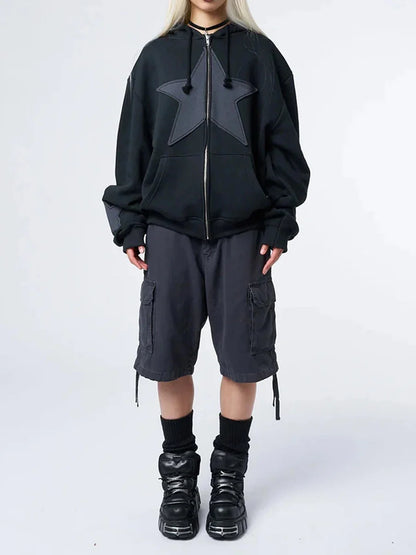 Y2K Star Print Baggy Hoodie