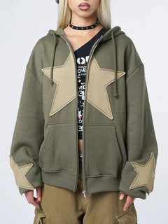 Y2K Star Print Baggy Hoodie