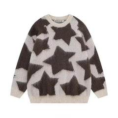 Y2K Star Struck Woven Plaid Knit Jumper