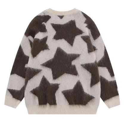 Y2K Star Struck Woven Plaid Knit Jumper
