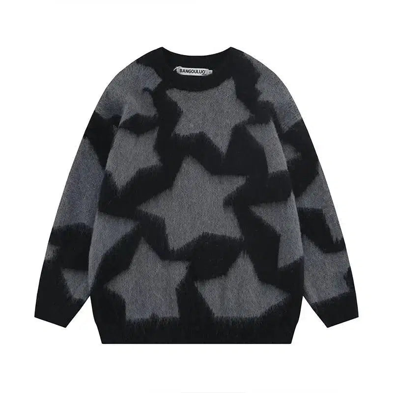 Y2K Star Struck Woven Plaid Knit Jumper
