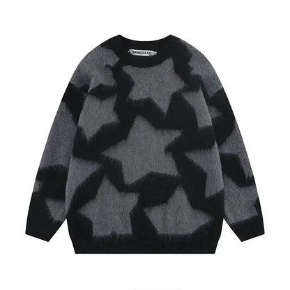 Y2K Star Struck Woven Plaid Knit Jumper