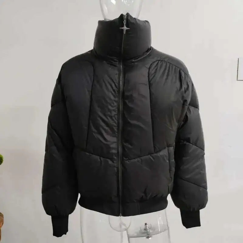 Y2K Star Zipper Padded Puffer Jacket Coat