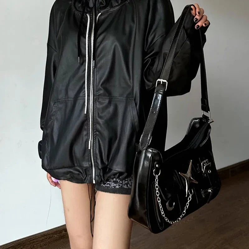 Y2K Star-ry Night Faux Leather Handbag