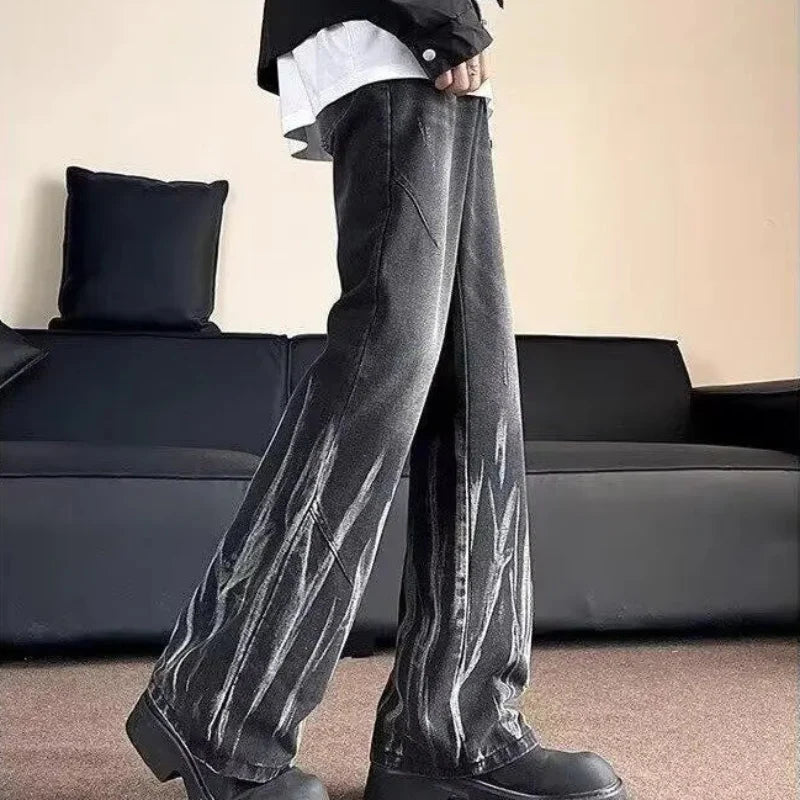 Y2K Sticks Washed Denim Black Flared Jeans