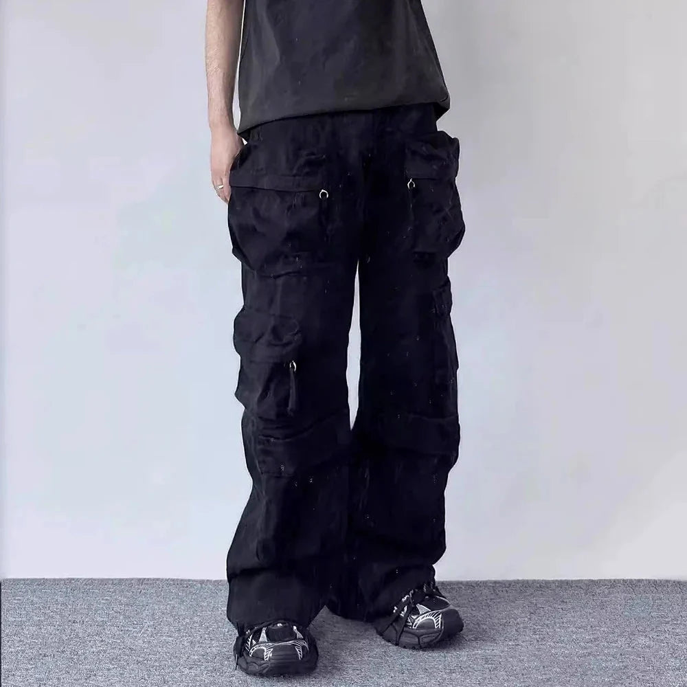 Y2K Straight Leg Baggy Cargo Trousers