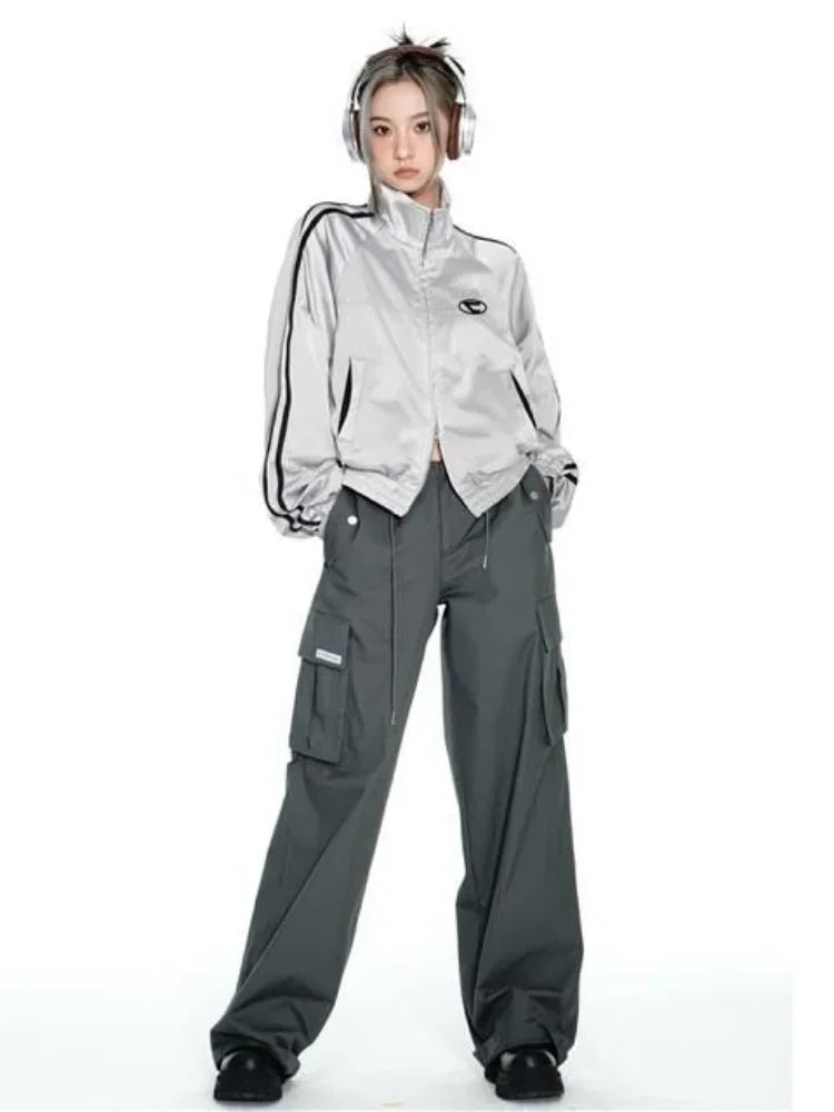 Y2K Streetwear Aesthetic Double Zipper Sports Jacket