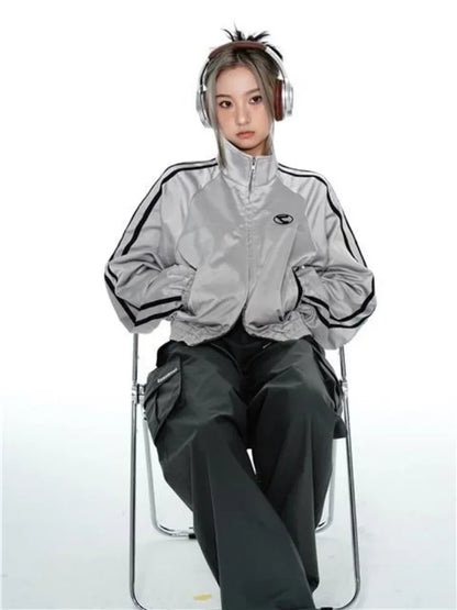 Y2K Streetwear Aesthetic Double Zipper Sports Jacket