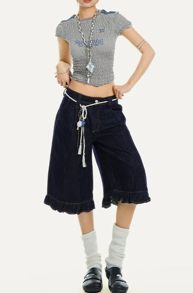 Y2K Streetwear Womens Denim Shorts Jorts